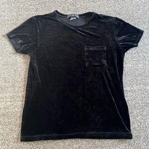 Elegant Black Velvet Short Sleeve Tee